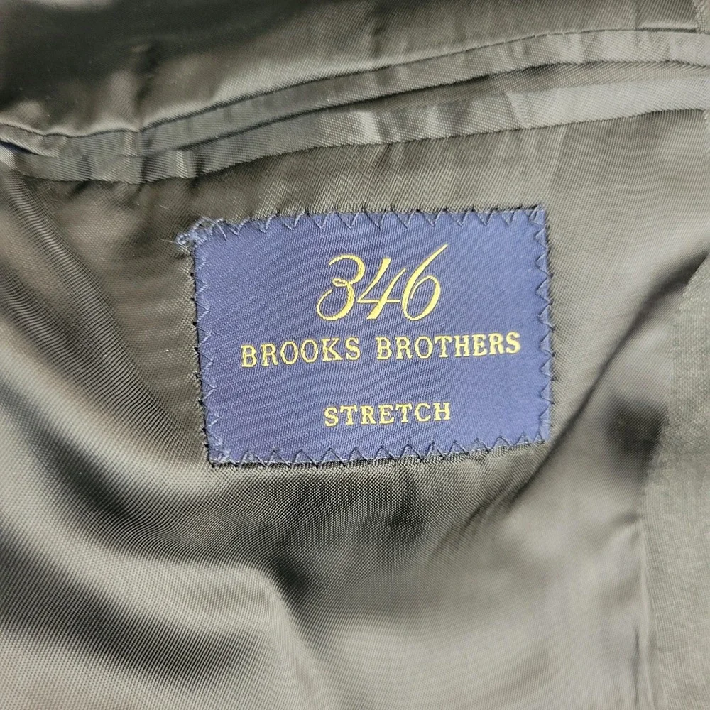 Brooks Brothers Stretch‎ 346 Mens 45 Large Black Blazer 97% Wool 3% Spandex